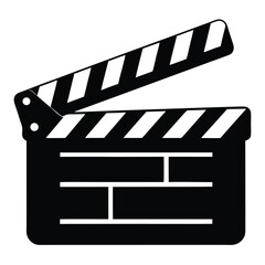 Obraz premium The iconic black clapperboard stands open, striped dramatically with white sections for cinematic timing and precision