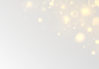 Soft golden dust glows across a gentle bokeh with twinkling highlights and radiant glare. Sparkling yellow particles and shimmering blur add magical Christmas and New Year sparkle.
