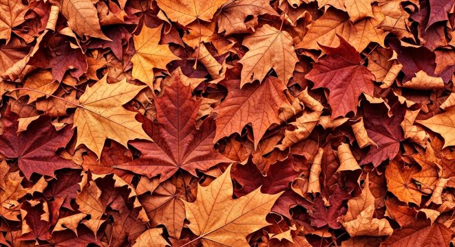 Natural Autumn Maple Leaves Background Texture With Vibrant Fall Colors Woodland Floor - Powered by Adobe