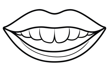 Open mouth displaying teeth and lips in a black and white stylized line drawing