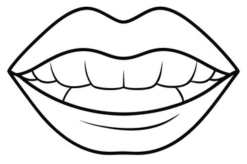 Smiling mouth outline shows clean teeth and lips in a bold black illustration