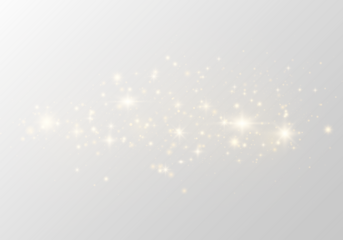 Golden dust png with yellow Christmas sparkles floats gently on a transparent background. Light particles, sparks, highlights, and bokeh add a magical glow. Perfect for festive cards and overlays.