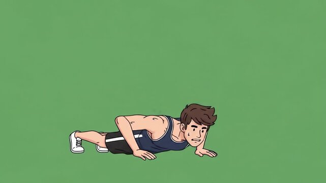 Man performing push-ups workout with correct form and technique dynamic motion footage