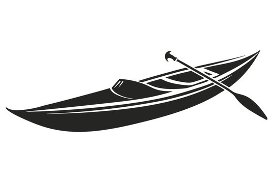 Silhouette presents a sleek kayak boat alongside a paddle ready for thrilling water adventures