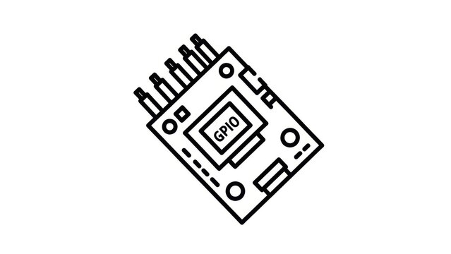 Minimalist Line Illustration of a Microcontroller Chip with Pin Connections - Powered by Adobe