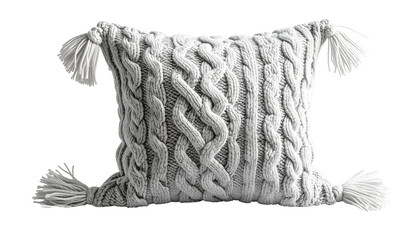 Light Grey Knitted Winter Pillow Isolated
