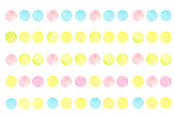 手描き水彩の2色水玉ライン 5本セット / Hand-drawn Watercolor Two-Color Polka Dot Line Set (5 Variations)