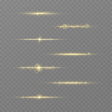 A radiant golden beam stretches smoothly, emitting a warm shimmering glow. Its polished metallic tone adds luxury and clarity. Perfect for premium design accents. VECTOR