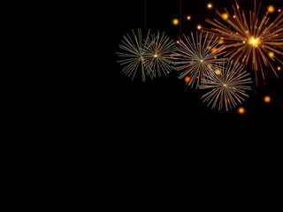 Fototapeta premium Golden sparkling fireworks on a dark background. - 60 characters