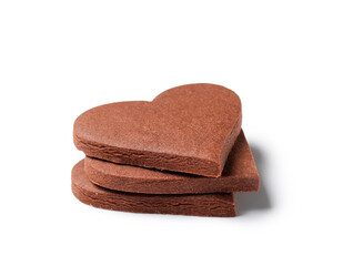 Stack of heart shaped cookies for Valentine's day on white background