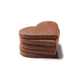 Stack of heart shaped cookies for Valentine's day on white background