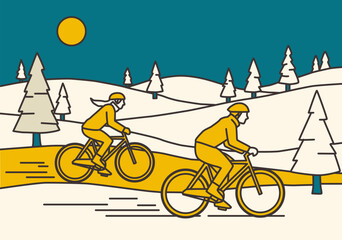 Men and women enjoying cycling 01