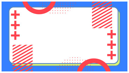 ポップで可愛いメンフィス背景フレーム 青 赤