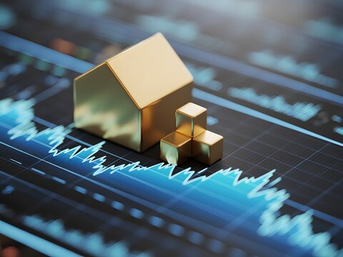 Golden house model on financial stock market chart