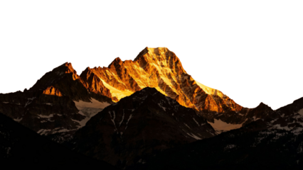 Sunlit mountain peaks with golden illumination against a clear sky