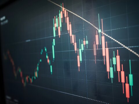 Stock market candlestick chart showing price fluctuations