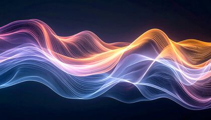 Abstract flowing lights with transparent background