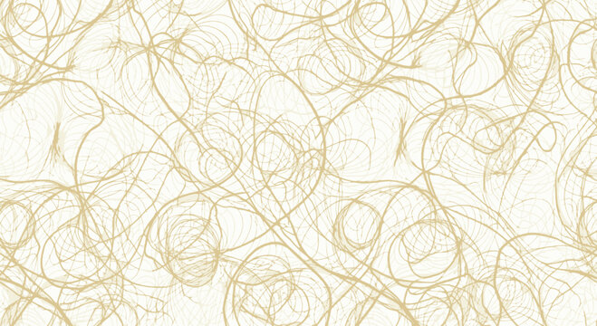 Abstract tangled golden lines forming an intricate and chaotic pattern background design