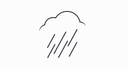 Minimalist Illustration of Cloud with Raindrops Signifying Weather Conditions