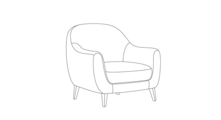 Minimalist Line Drawing of a Cozy Armchair for Modern Interior Decor