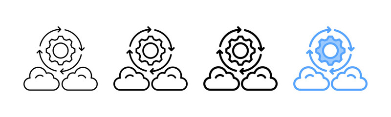 Cloud Process Icon Different Style Outline Collection Set 