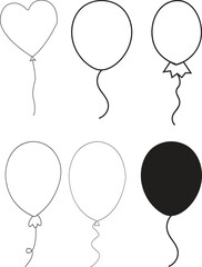 Colorful vector set of happy birthday party balloons, a fun holiday celebration decoration illustration