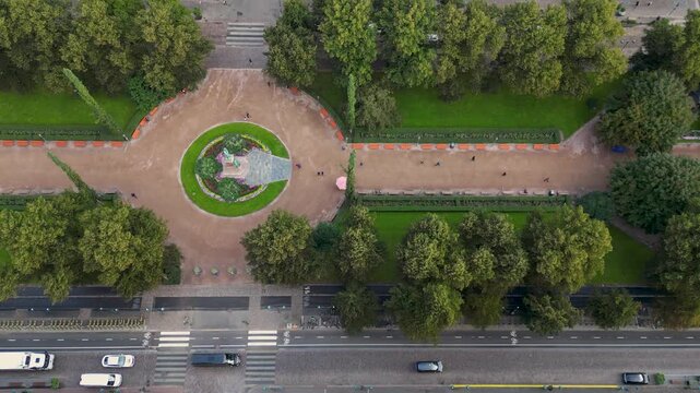 Aerial drone view of a Helsinki city park