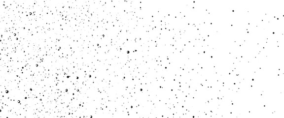 Vector minimal black particle scatter texture on white background.