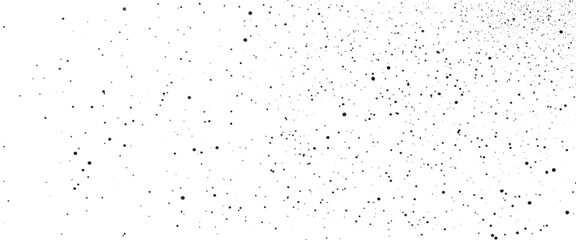 Vector minimal black particle scatter texture on white background.