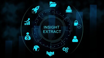 Futuristic Insight Extract Dashboard Interface Technology, Internet and network concept, Tech Performance Panel , Digital Data Analytic HUD glowing graph video background animation - Powered by Adobe