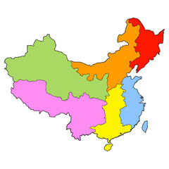 China map illustration hand drawn isolated vector