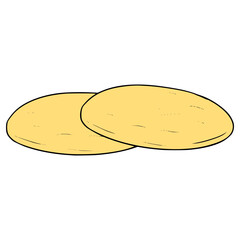 flat bread illustration hand drawn isolated vector
