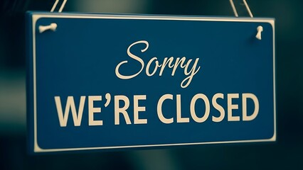 Closed sign on a blue background indicating a business is unavailable