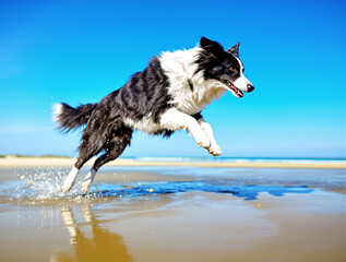 dog running on the beach