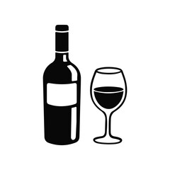 Wine bottle, wine glass, alcohol bottle, drink icon, drink logo