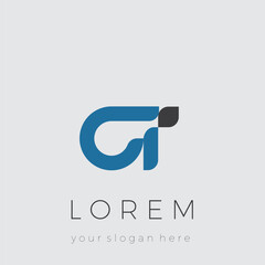 Lowercase ci logo, simple blue logo with black dots on a bright background