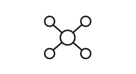 Simplified molecular structure diagram with a central atom connected to five surrounding atoms