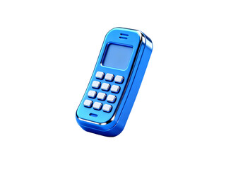 Blue handheld mobile phone with numeric keypad and small screen