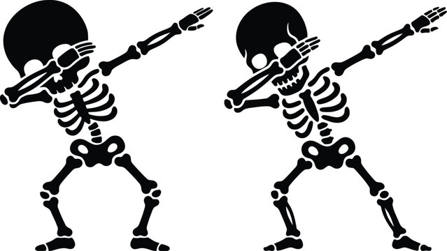 Skeleton Dabbing silhouette Minimalist Graphic vector Illustration