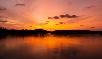 fiery sunset over the ocean in southeast asia 