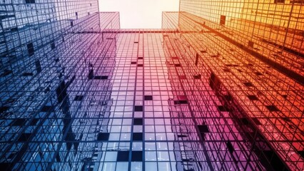 Abstract skyscraper reflections with gradient lighting and clean corporate ambiance