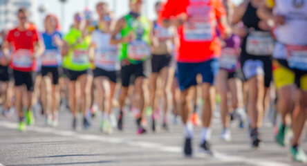 marathon runners in the city.sport background
