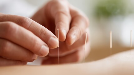Expert acupuncturist performing treatment on a patient in a serene clinic setting