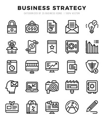 Set of simple Lineal Business Strategy Icons. Lineal art icons pack.