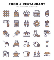 Set of Food and Restaurant Icons Two Color icons collection.