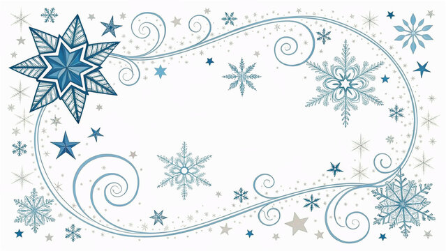 snowflakes and stars border isolated vector illustration - Powered by Adobe