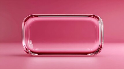 Transparent Glossy Glass-Like Rounded Rectangle on Vibrant Pink Background Representing Minimalist Modern Design and Visual Elegance