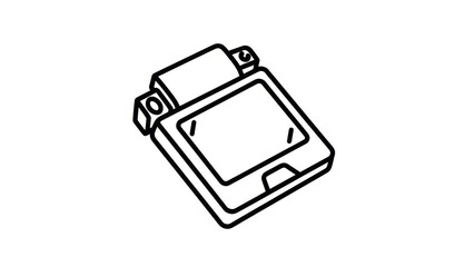 Simplified Line Art Illustration of a Portable Digital Voice Recorder Device for Audio Recording