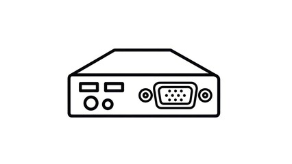 Obraz premium Simplified Line Drawing of a Computer Connection Interface with VGA and Audio Ports