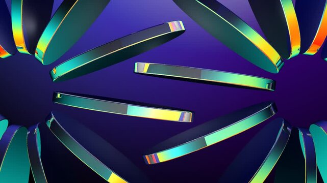 Abstract vibrant neon ribbon rings floating against a dark blue background, motion background video, colorful neon rings drift against a deep blue backdrop, creating a dynamic, festive perfect scene